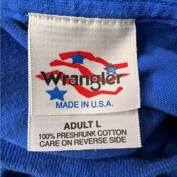 Vintage Wrangler Life Is Short Ride Hard Blue Cotton Tshirt Size Large - Picture 8 of 9